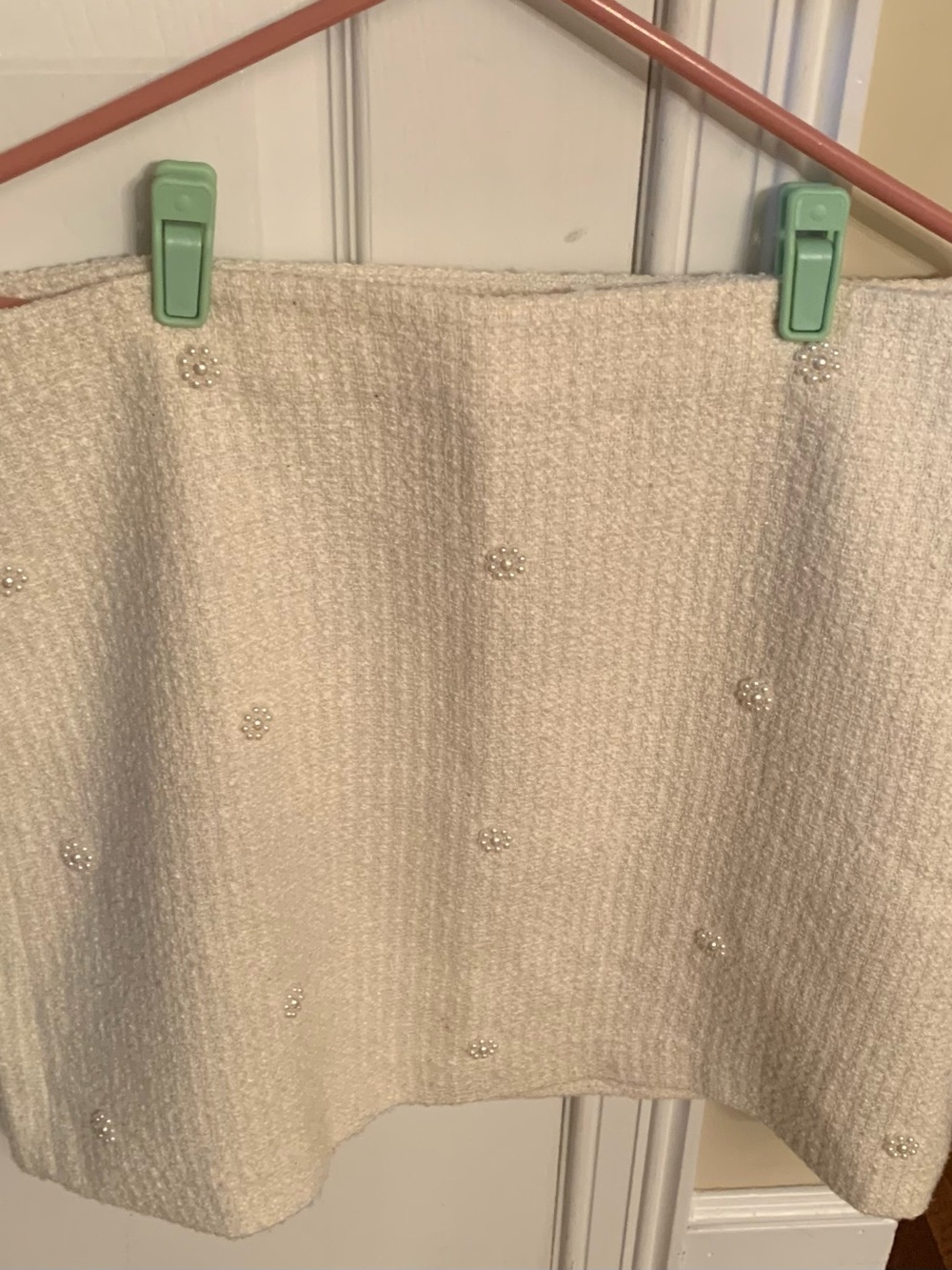 LOFT Cream Mini Skirt with Pearl Accent